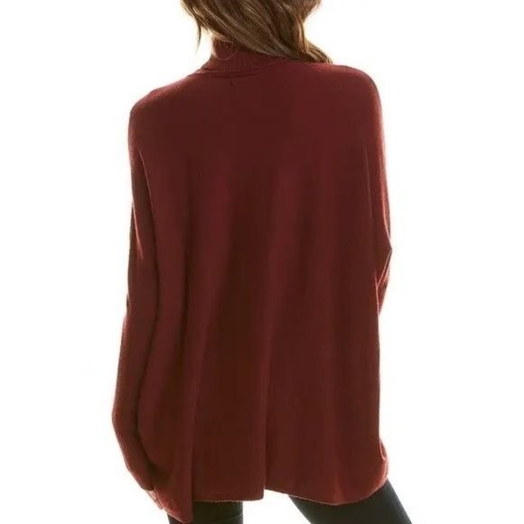 Joseph A Easy Boxy Fit Solid Print Turtleneck Ribbed Knit Poncho Tunic NWT - Picture 7 of 11